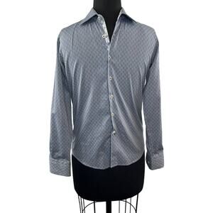 Robert Graham Blue Check 100% Cotton Long Sleeve Dress Shirt Button-Up L 14-16